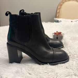 $215 NEW Jeffrey Campbell Oaklynn Black Leather Heel Ankle Bootie women size 6